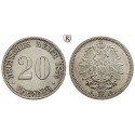 Deutsches Kaiserreich, 20 Pfennig 1876, C, vz, J. 5