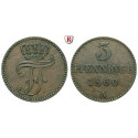 Mecklenburg, Mecklenburg-Schwerin, Friedrich Franz II., 3 Pfennig 1860, ss+