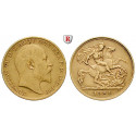 Grossbritannien, Edward VII., Half-Sovereign 1904, 3,66 g fein, ss