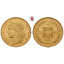 Schweiz, Eidgenossenschaft, 20 Franken 1892, 5,81 g fein, vz/vz+