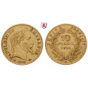 Frankreich, Napoleon III., 10 Francs 1861-1869, 2,9 g fein, ss