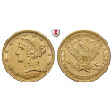 USA, 5 Dollars 1838-1908, 7,52 g fein, ss-vz