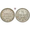Weimarer Republik, 3 Mark 1924, Kursmünze, J, ss+, J. 312
