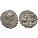 Römische Republik, A. Postumius, Denar, serratus, ss
