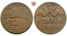 Nebengebiete, Deutsch-Ostafrika, 20 Heller 1916, Drei Blätter / Große Krone, T, ss, J. 724a