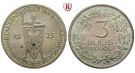 Weimarer Republik, 3 Reichsmark 1925, Rheinlande, G, vz, J. 321
