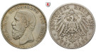 Deutsches Kaiserreich, Baden, Friedrich I., 5 Mark 1891, ohne Querstrich beim A, G, ss, J. 29F