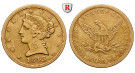 USA, 5 Dollars 1843, 7,43 g fein, ss-vz