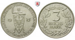Weimarer Republik, 3 Reichsmark 1925, Rheinlande, D, f.vz, J. 321
