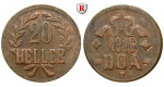 Nebengebiete, Deutsch-Ostafrika, 20 Heller 1916, Ein Blatt / Kleine Krone, T, ss+, J. 727a