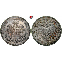 Deutsches Kaiserreich, Hamburg, 5 Mark 1913, J, PP, J. 65