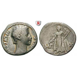 Römische Kaiserzeit, Augustus, Denar 15-13 v.Chr., ss