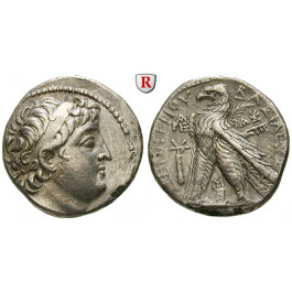 Syrien, Königreich der Seleukiden, Demetrios II., 2. Regierung, Tetradrachme Jahr 186 = 127-126 v.Chr., ss-vz/ss
