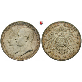 Deutsches Kaiserreich, Mecklenburg-Schwerin, Friedrich Franz IV., 5 Mark 1904, Hochzeit, A, ss-vz/vz, J. 87