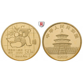 China, Volksrepublik, 50 Yuan 1989, 15,55 g fein, st