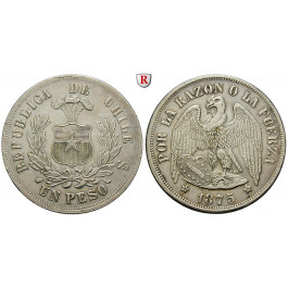 Chile, Republik, Peso 1875, ss-vz
