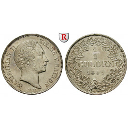 Bayern, Königreich, Maximilian II., 1/2 Gulden 1859, ss-vz