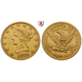 USA, 10 Dollars 1879, 14,99 g fein, ss+