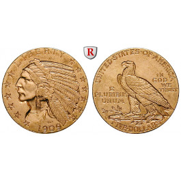 USA, 5 Dollars 1909, 7,52 g fein, vz+/f.vz
