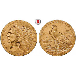 USA, 5 Dollars 1909, 7,52 g fein, f.vz