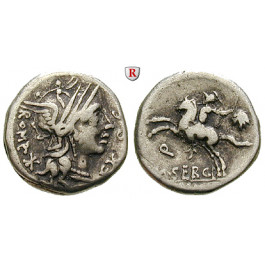 Römische Republik, M. Sergius Silus, Denar 116-115 v.Chr., ss+