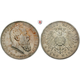 Deutsches Kaiserreich, Bayern, Luitpold, Prinzregent, 5 Mark 1911, 90. Geburtstag, D, vz aus PP, J. 50