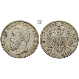 Deutsches Kaiserreich, Baden, Friedrich I., 5 Mark 1894, G, ss+, J. 29