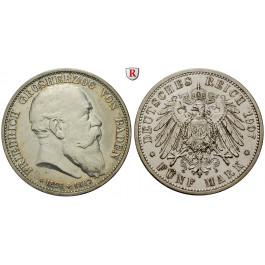 Deutsches Kaiserreich, Baden, Friedrich I., 5 Mark 1907, auf den Tod, G, ss+, J. 37
