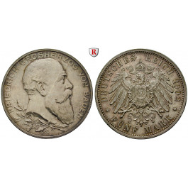 Deutsches Kaiserreich, Baden, Friedrich I., 5 Mark 1902, Regierungsjubiläum, G, ss-vz/vz, J. 31