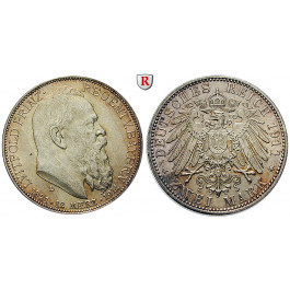 Deutsches Kaiserreich, Bayern, Luitpold, Prinzregent, 3 Mark 1911, 90. Geburtstag, D, vz/vz-st, J. 49