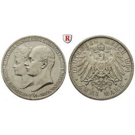 Deutsches Kaiserreich, Mecklenburg-Schwerin, Friedrich Franz IV., 2 Mark 1904, Hochzeit, A, ss-vz, J. 86