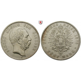 Deutsches Kaiserreich, Sachsen, Albert, 5 Mark 1875, E, ss, J. 122