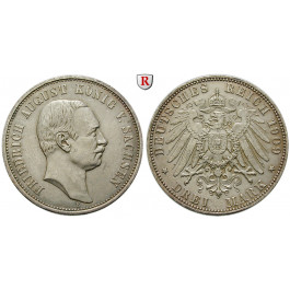 Deutsches Kaiserreich, Sachsen, Friedrich August III., 3 Mark 1909, E, vz, J. 135