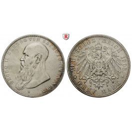 Deutsches Kaiserreich, Sachsen-Meiningen, Georg II., 5 Mark 1908, Kurzer Bart, D, ss+, J. 153b