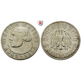 Drittes Reich, 5 Reichsmark 1933, Luther, A, ss-vz, J. 353