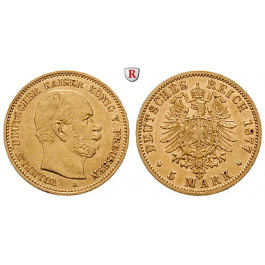 Deutsches Kaiserreich, Preussen, Wilhelm I., 5 Mark 1877, A, ss, J. 244