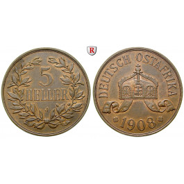 Nebengebiete, Deutsch-Ostafrika, 5 Heller 1908, J, ss-vz, J. 717