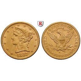 USA, 5 Dollars 1887, 7,52 g fein, ss-vz/vz