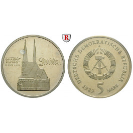 DDR, 5 Mark 1989, Katharinenkirche Zwickau, PP, J. 1626