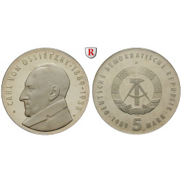 DDR, 5 Mark 1989, Ossietzky, PP, J. 1628