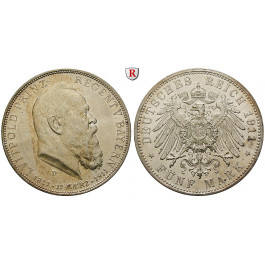 Deutsches Kaiserreich, Bayern, Luitpold, Prinzregent, 5 Mark 1911, 90. Geburtstag, D, ss-vz/vz, J. 50