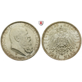 Deutsches Kaiserreich, Bayern, Luitpold, Prinzregent, 3 Mark 1911, 90. Geburtstag, D, vz/vz-st, J. 49