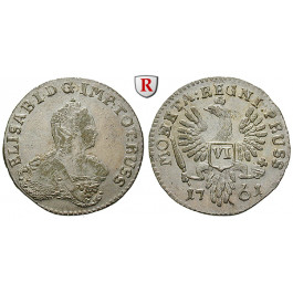 Russland, Elisabeth, 6 Groschen 1761, f.vz