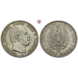 Deutsches Kaiserreich, Preussen, Wilhelm I., 5 Mark 1876, C, ss+, J. 97