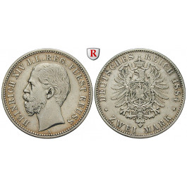 Deutsches Kaiserreich, Reuss-Schleiz, Heinrich XIV., 2 Mark 1884, A, ss+, J. 120