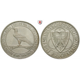 Weimarer Republik, 5 Reichsmark 1930, Rheinlandräumung, D, f.vz, J. 346