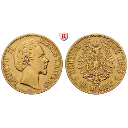 Deutsches Kaiserreich, Bayern, Ludwig II., 10 Mark 1875, D, ss, J. 196