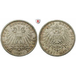 Deutsches Kaiserreich, Lübeck, 3 Mark 1910, A, ss+, J. 82