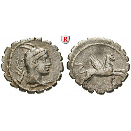 Römische Republik, L. Papius, Denar, serratus 79 v.Chr., ss+
