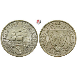 Weimarer Republik, 3 Reichsmark 1927, Bremerhaven, A, vz-st, J. 325